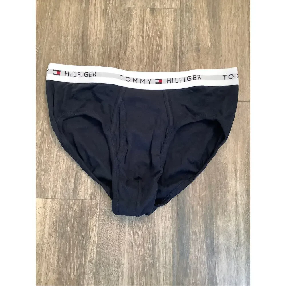 Tommy Hilfiger Men's L Blue Gray 4 Pack Cotton Classics Briefs Underwear V4-8